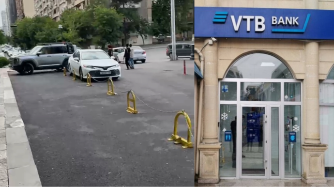 Bank "VTB" yolu kəsərək özünə qanunsuz parkinq yaradıb - ŞİKAYƏT - VİDEO