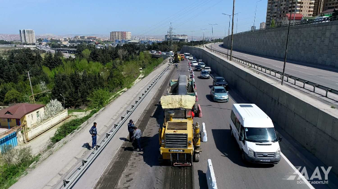 Bakı Dairəvi avtomobil yolunun bir hissəsində təmir işləri aparılır - FOTO 
