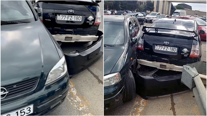 Növbəsini gözləməyən “Prius” sürücüsü “Opel”lə toqquşdu   - VİDEO