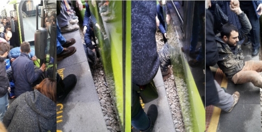Metroda telefonla danışan kişi relsə yıxıldı – FOTO+VİDEO