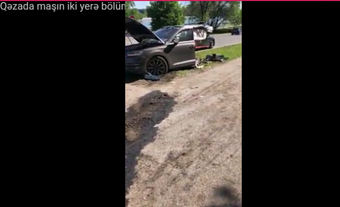 "Audi" dəhşətli qəzada iki yerə bölündü - ŞOK VİDEO