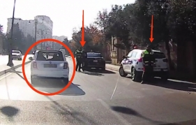 Yol polisləri nömrəsiz "Naz Lifan"ın sürücüsünə belə göz yumdu  - VİDEO