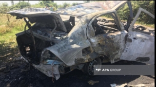 Balakəndə sürücünün diri-diri yandığı avtomobilin VİDEOSU 
