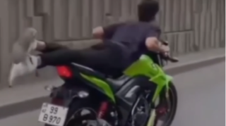 Bakıda motosikletlə "ölüm şousu" göstərən sürücü  - VİDEO