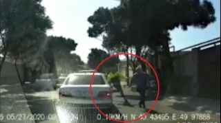Sürücü protokolu götürüb qaçdı, yol polisi küçədə onu qovdu  - VİDEO