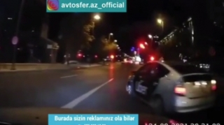 Qəza şəraiti yaradıb özünü haqlı bilən taksi sürücüsü  - VİDEO