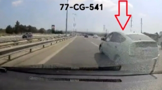 Bakıda qoçuluq edən "Prius" sürücüsü  avtomobilin yolunu kəsdi - VİDEO