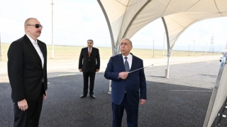 Prezident İlham Əliyev Hacıqabulda yolun açılışında iştirak edib  - FOTO