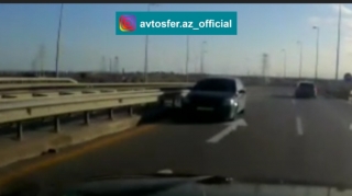 Magistral yolda "protiv" gedib ölüm saçan sürücü   - VİDEO