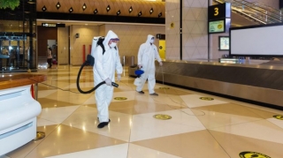 Bakı aeroportunda genişmiqyaslı dezinfeksiya işləri aparılıb - FOTO 