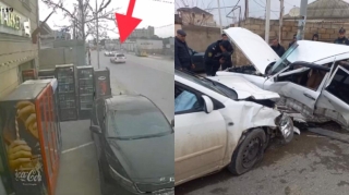150 manatlıq  qayda pozan “Toyota” sürücüsü ağır qəza  törətdi   - ANBAAN VİDEO