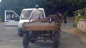 Yol nişanlarını söküb at arabası ilə apararkən saxlanıldı - FOTO