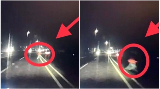 Keçidin altındanyolu qaçaraq keçən piyada sürücünü şoka saldı- VİDEO