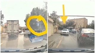 Birtərəfli yola “protiv” girən“Mercedes” sürücüsü xaos yaratdı- VİDEO
