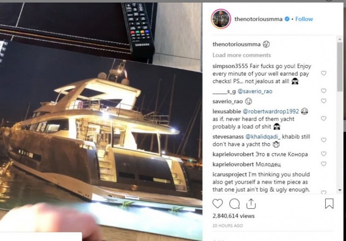 Konor Makqreqor üç milyon funt sterlinqə yaxta alıb