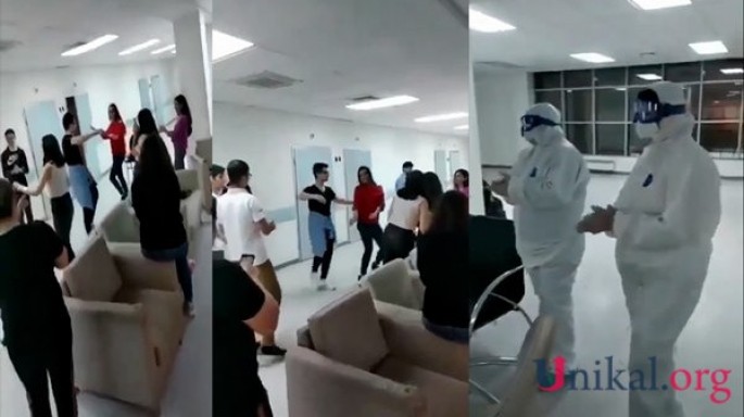 Bu dəfə karantini bitən tələbələr oynadı, həkimlər əl çaldı - VİDEO