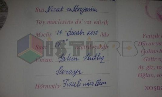 Qəzada həyatını itirən bəyin toy dəvətnaməsi – FOTO+VİDEO