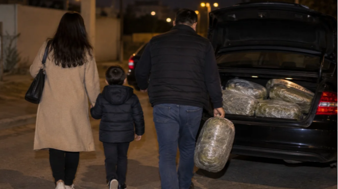 Bakıda kişi 40 kiloqram marixuananı götürməyə arvadı və uşağı ilə getdi 
