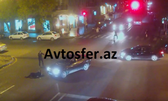 Bakıda maşın piyada qadını belə vurdu – REAL VİDEO
