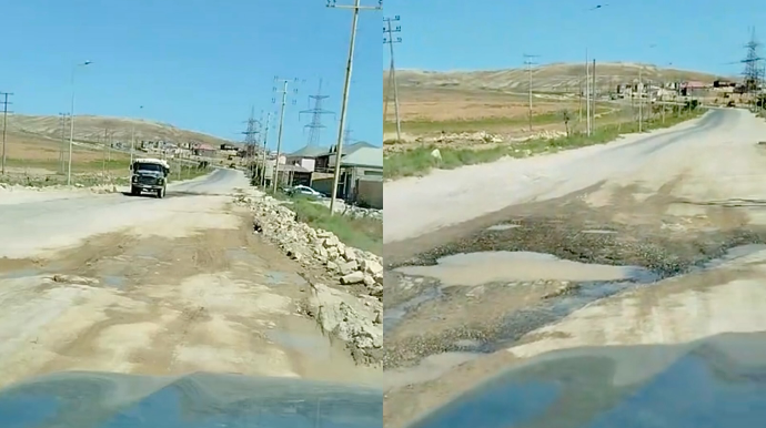 Yol dağılıb, çuxurlar dərinləşib: Çirkab sular da vəziyyəti ağırlaşdırır   - VİDEO