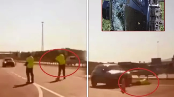 Yol polisini maşınla vurub qaçan sürücü su borusunun içində yaxalandı - VİDEO