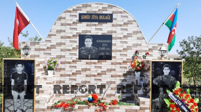 Kürdəmirdə Vətən müharibəsi şəhidinin xatirəsinə tikilən bulağın açılışı olub