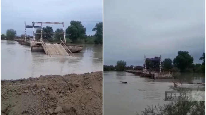 Sabirabadda iki kəndi birləşdirən körpü su altında qaldı 
