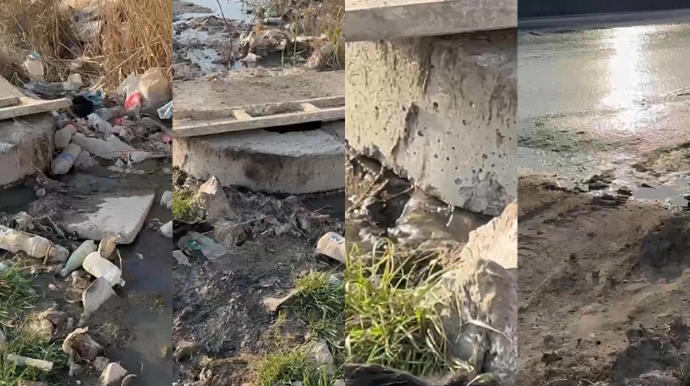 Binəqədi-Balaxanı yolunda kanalizasiya suyu yola axır - Sakinlər narazıdır - VİDEO 