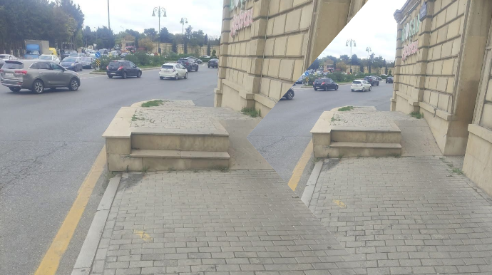 Badamdar dairəsi yaxınlığındakı səki əlillərə çətinlik yaradır - FOTO