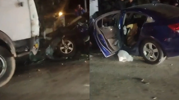 Sabirabadda yük və minik avtomobilləri toqquşdu - Xəsarət alan var - VİDEO