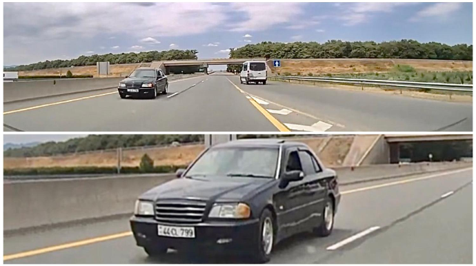 110-luq yolda əks yola çıxıb təhlükə saçan sürücü - 44-CL-799   - VİDEO