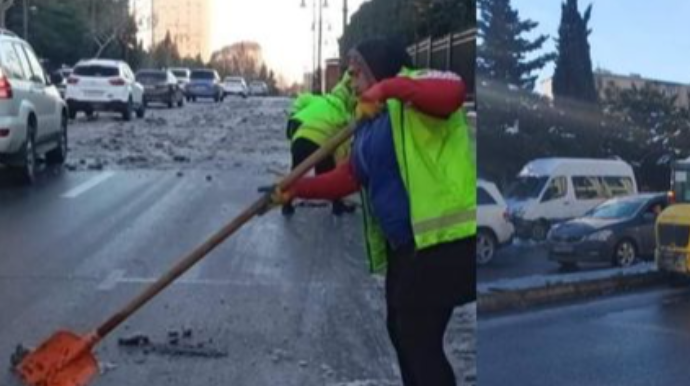 Üç gündür buzlu qalan yollar:  “Eləsi var ki, deyir, gəl, həyətimi də təmizlə” - AÇIQLAMA   - FOTO - VİDEO