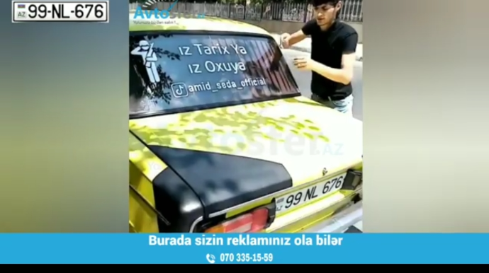 Yol polisi avtomobildəki yazını belə sökdürdü  - VİDEO