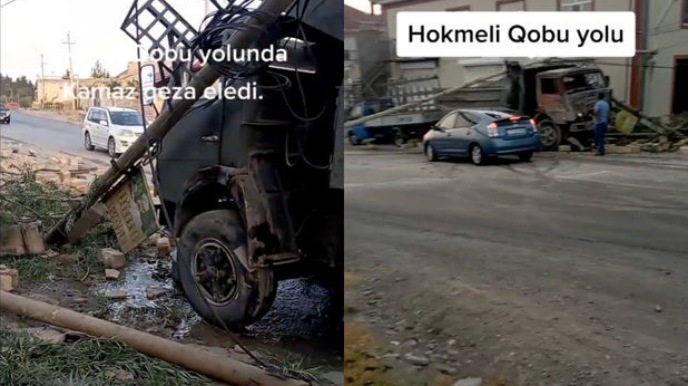 “KamAZ”  Abşeronda qəza törədib 