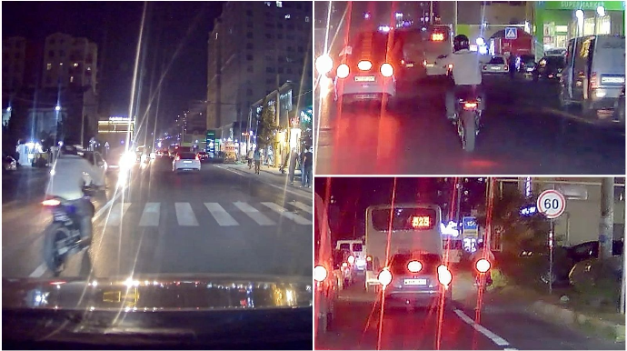 Əks yola çıxan moped sürücüsü təkər qaldırıb “şou” da göstərdi   - VİDEO