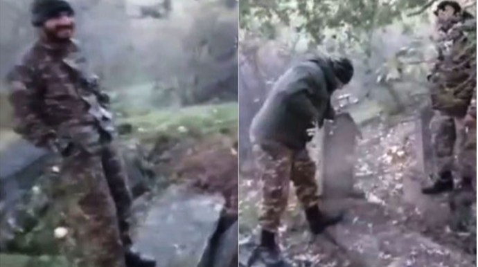 Ermənilərdən növbəti vandallıq:  Azərbaycanlılara məxsus qəbirləri təhqir edirlər - FOTO - VİDEO 
