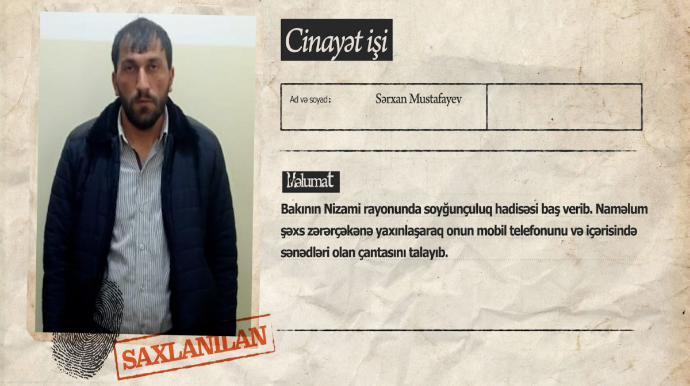 Bakı sakininin telefon və çantasını talayan şəxs tutulub  - VİDEO