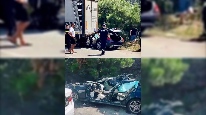 “TIR”ın altına girən “Mercedes”in damı qopdu, 19 yaşlı sürücü öldü   - VİDEO