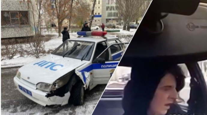 Polis maşınını qaçırdıb görün nə etdi - ŞOK VİDEO 