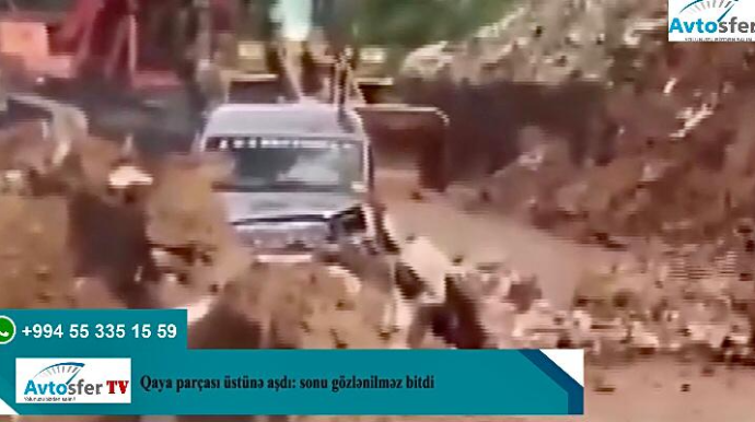 Qaya parçası üstünə aşdı:  Sonu gözlənilməz bitdi  - VİDEO
