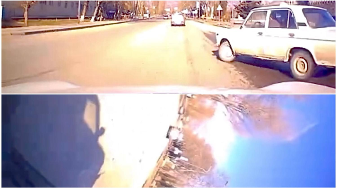 Yola baxmadan hərəkət edən “VAZ” sürücüsü “Naz Lifan”ı vurub aşırdı - ANBAAN VİDEO