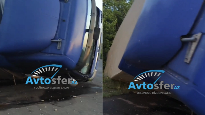 İrana məxsus yük avtomobili Naxçıvanda aşıb - VİDEO 