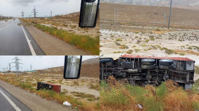 Lökbatanda yüklü "KamAZ" aşdı - FOTO