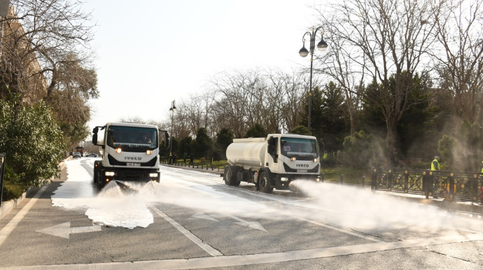 Bakıda Novruz ərəfəsində geniş təmizlik işləri aparıldı - FOTOLAR