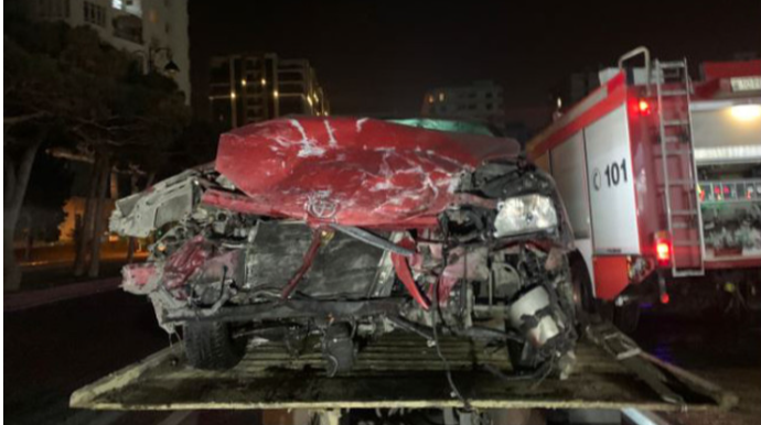 Qəzaya düşən 3 avtomobildən biri yandı, YARALILAR VAR - FOTO - VİDEO 
