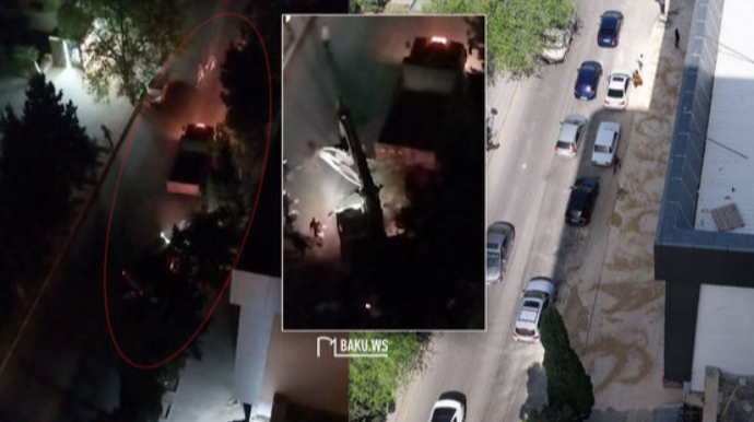 Xırdalanda gecə ilə ağacları kökündən çıxarıb izini itirdilər - VİDEO 