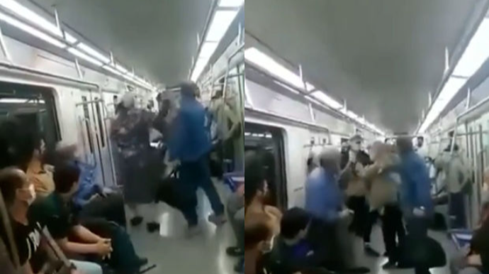 Tehran metrosunda hicab xəbərdarlığı kişi ilə qadın arasında insidentə səbəb olub - VİDEO 
