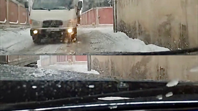 Novxanıda qayda pozan sürücü qarşı tərəfdən gələn maşını vurdu - ANBAAN VİDEO