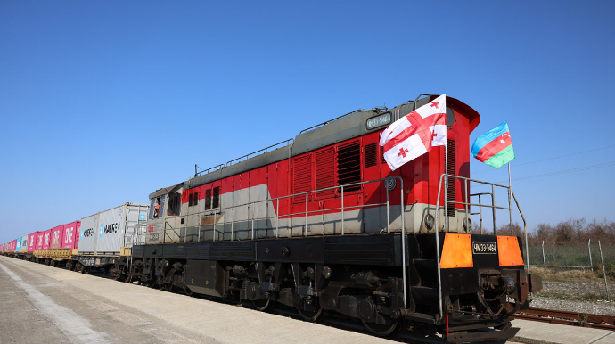 Poti-Bakı ekspres blok-qatarı yola salındı - FOTOLAR 