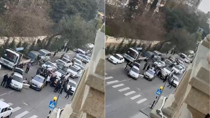 Toy kortejində biabırçılıq; maşından düşənlər yolu kəsib rəqs etdi - VİDEO  